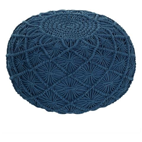 Pouf Macramè Berkane Cotone Blu Marino - Foto 2