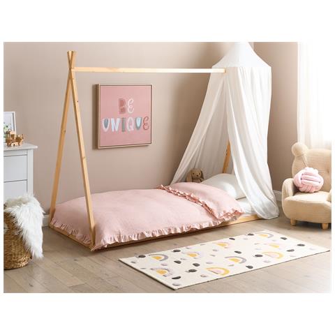 Letto Per Bambini Tenda Tipi Legno Di Pino Saurat 90 X 200 Cm Marrone Chiaro - Foto 1