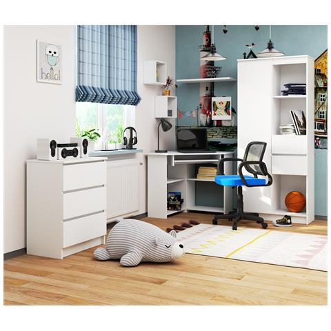 Scrivania ad angolo TED, 80x80x74 cm, Colore Bianco - Foto 5