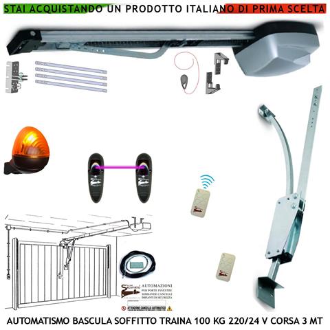 Basculante Contrappesi 100 Kg Motore 220/24 V Autoreverse Archetto 2 Radiocomandi Fotocellule Faro Antenna Sblocco - Foto 1