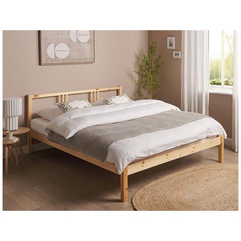 Letto Matrimoniale Legno Chiaro 160 X 200 Cm Vannes - Foto 1