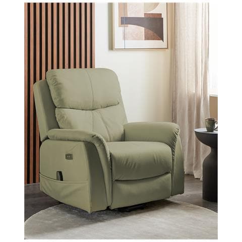 Poltrona Reclinabile Elettricamente Pelle Sintetica Verde Glorie - Foto 1