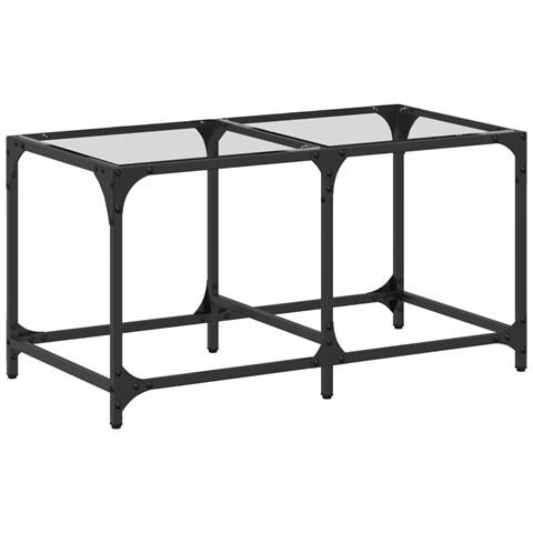 Tavolini Con Piano Vetro Trasparente 2 Pz 78,5x40x40 Cm Acciaio - Foto 2