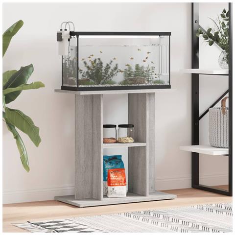 Supporto Acquario 60x30x60cm in Legno Multistrato Grigio Sonoma - Foto 8