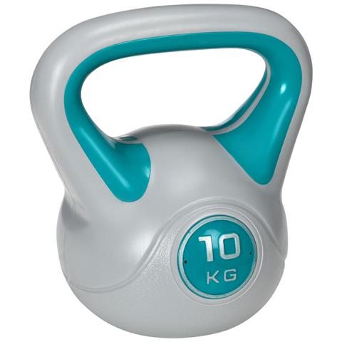 Kettlebell 10kg In Pu E Sabbia Con Base Piatta E Impugnatura Per Stacchi, Squat E Sollevamenti, 22x16x26 Cm, Verde Scuro - Foto 1
