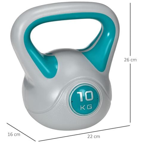 Kettlebell 10kg In Pu E Sabbia Con Base Piatta E Impugnatura Per Stacchi, Squat E Sollevamenti, 22x16x26 Cm, Verde Scuro - Foto 6