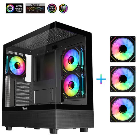 Case SHowbui 42B Tower / Micro-ATX / Mini-ITX 2 Porte USB 3.2 Gen 1 Colore Nero - Foto 8