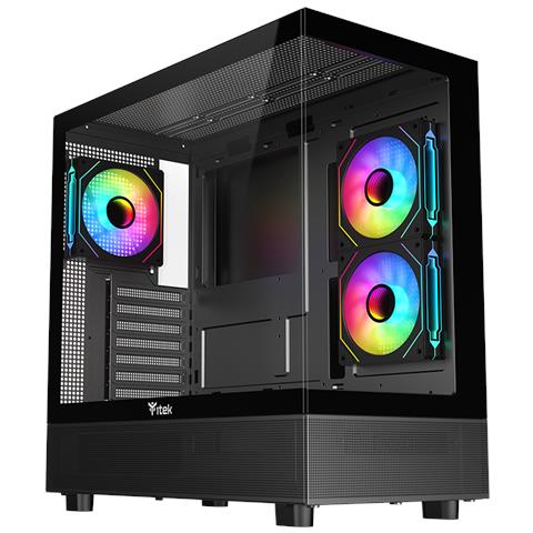 Case SHowbui 42B Tower / Micro-ATX / Mini-ITX 2 Porte USB 3.2 Gen 1 Colore Nero - Foto 1