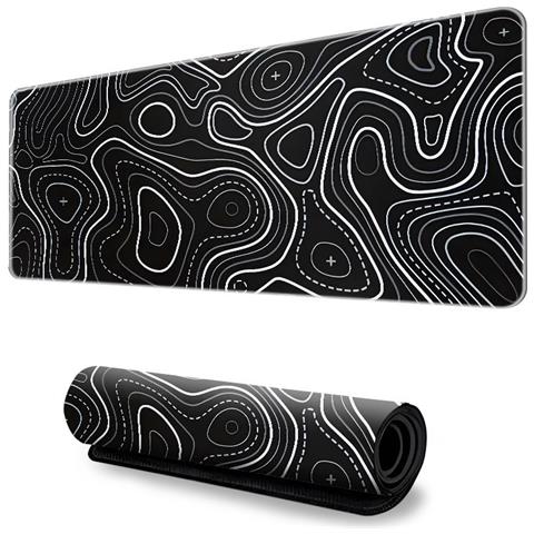 Tappetino Per Mouse Grande - Sottomano Da Scrivania Con Design Topografico Black M - Foto 1