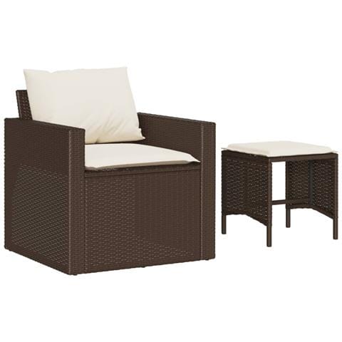 Set Divano Da Giardino 4 Pz Con Cuscini Marrone In Polyrattan - Foto 2
