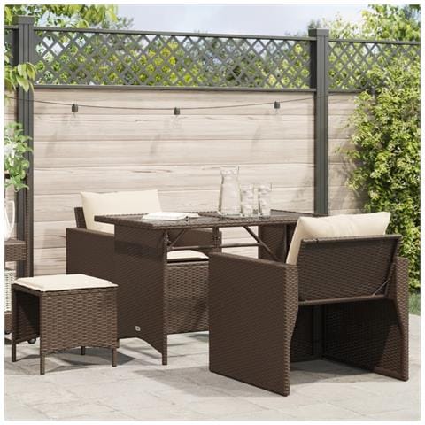 Set Divano Da Giardino 4 Pz Con Cuscini Marrone In Polyrattan - Foto 8