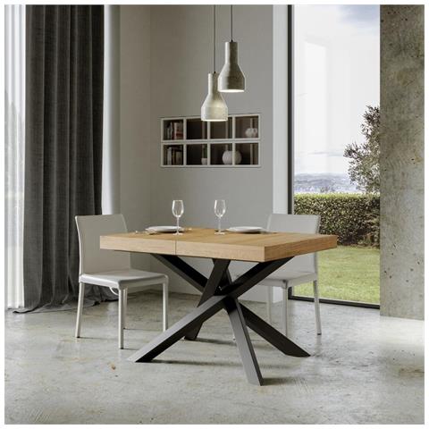 Tavolo Allungabile 90x120/224 Cm Volantis Premium Quercia Natura Telaio Antracite - Foto 5