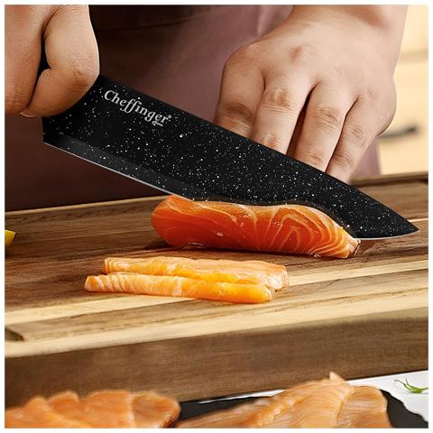 Set Coltelli 6 Pezzi Con Lame Acciaio Inox E Scatola Magnetica, Nero - Foto 2