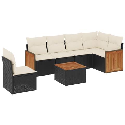 Set Divani Da Giardino Con Cuscini 7pz Nero Polyrattan - Foto 2
