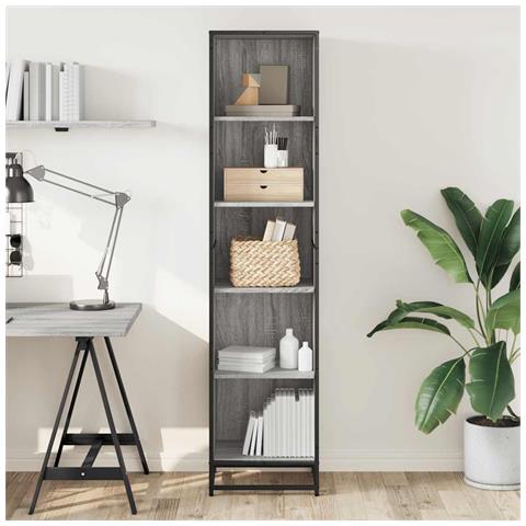Libreria Grigio Sonoma 40x35x170,5 Cm In Legno Multistrato - Foto 3