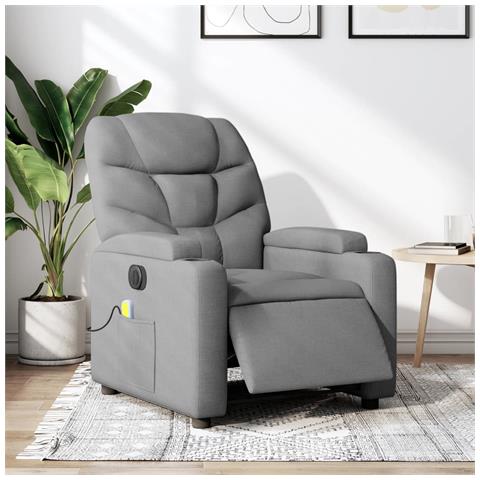 Poltrona Reclinabile Massaggio Elettrica Grigio Chiaro Tessuto - Foto 1