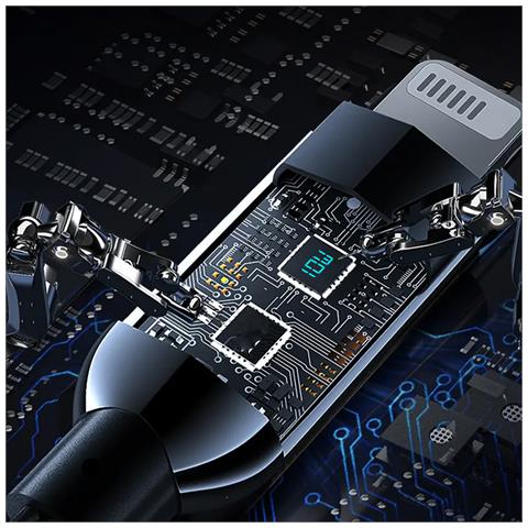 Dam Cavo Usb Am A Lightning, Display Digitale, 1,2 Metri. 120x0,5x0,5 Centimetri. Colore Nero - Foto 2