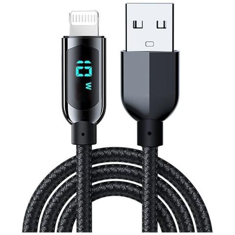 Dam Cavo Usb Am A Lightning, Display Digitale, 1,2 Metri. 120x0,5x0,5 Centimetri. Colore Nero - Foto 1