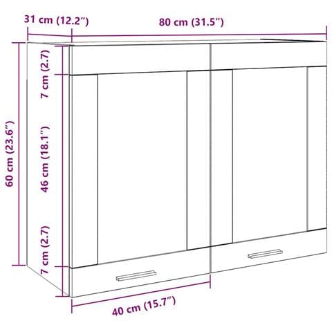 Pensile con Vetro “Lyon” Rovere Artigianale 80x31x60 cm - Foto 10