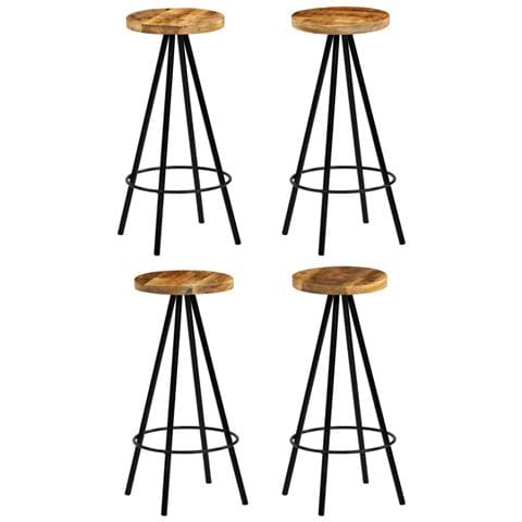 Sgabelli Da Bar 4 Pz In Legno Massello Di Mango - Foto 2