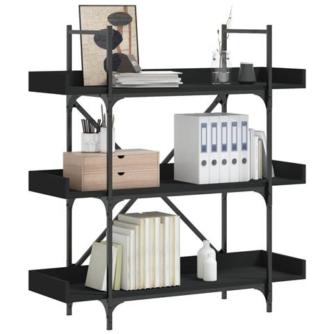 Lusso Casadino - Libreria A 3 Ripiani Nera 100x33x108,5 Cm In Legno Multistrato - Foto 8