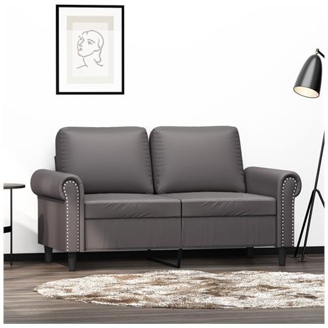 Lusso Casadino -  Divano A 2 Posti Grigio 120 Cm In Similpelle - Foto 8