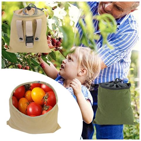 Borsa Da Foraggio In Tela - Borsa Per La Raccolta Di Bacche A Mani Libere Green - Foto 2
