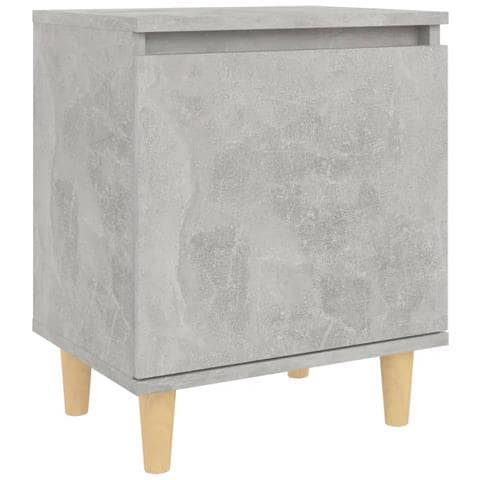 Comodino Con Gambe In Legno Massello Grigio Cemento 40x30x50 Cm - Foto 1