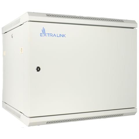 Extralink Armadio per montaggio su rack 9U 600x450 ASP Grigio fissaggio al muro, porta di metallo, Da parete, 9U, 55 kg, Lucchetti, Griglie, Grigio - Foto 1