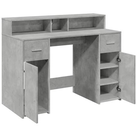 Scrivania con Luci LED Grigio Cemento 120x55x91 cm Multistrato - Foto 9