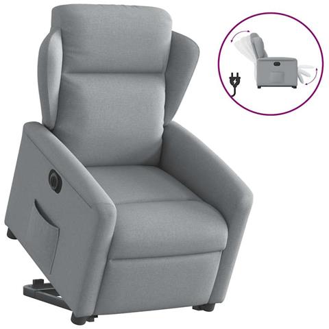 Poltrona Reclinante Alzapersona Elettrica Grigio Chiaro Tessuto - Foto 1