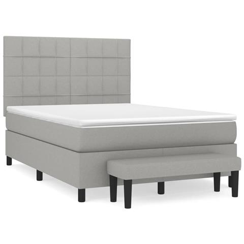 Giroletto a Molle con Materasso Grigio Chiaro 140x200cm Tessuto - Foto 1