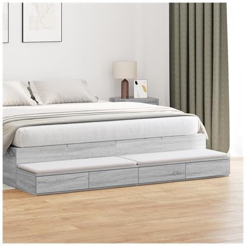 Cassetti per Letto Grigio Sonoma 180x36,5x16,5 cm in Legno Ingegnerizzato - Foto 2