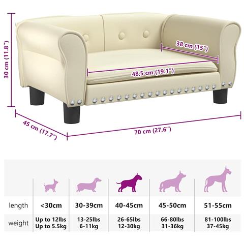 Lettino per Cani Crema 70x45x30 cm in Similpelle - Foto 7