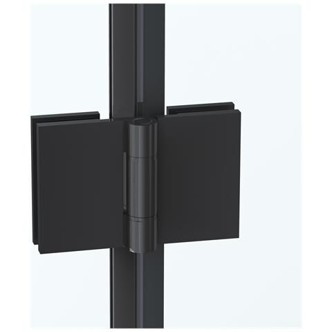 Box Doccia Angolare 80x100 Cm Porta A Soffietto + Fisso H200 Cm Cristallo 6 Mm Profilo Nero Opaco Zaira - Foto 5