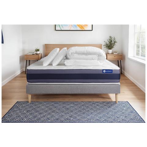 Pacchetto Letto Completo - Materasso 160x200cm + Box Spring Con Doghe (in Kit) + 2 Cuscini + Piumino - Actimemo Morpho - Foto 1