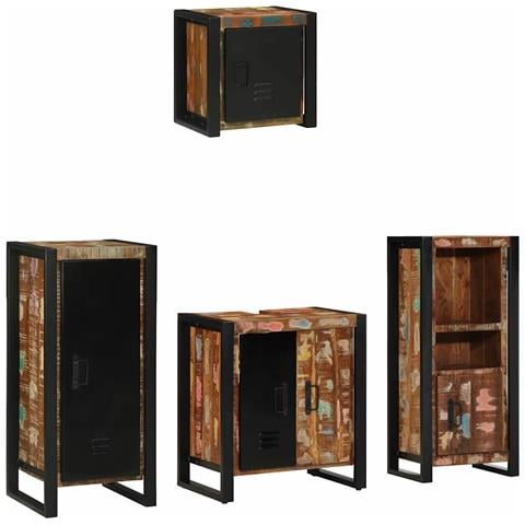 Set di mobili per il bagno 4 pcs Legno massello riciclato - Foto 1