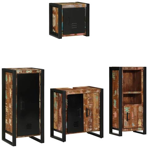 Set di mobili per il bagno 4 pcs Legno massello riciclato - Foto 2