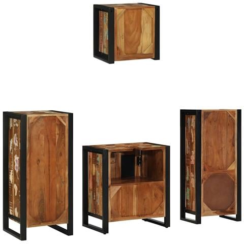 Set di mobili per il bagno 4 pcs Legno massello riciclato - Foto 9