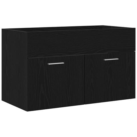 Mobile Lavabo Bagno  Rovere Nero 80x38,5x46 cm Legno Ingegnerizzato - Foto 1
