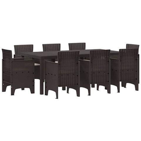 Set da Pranzo per Giardino 9 pcs Marrone Rattan Polt - Foto 1