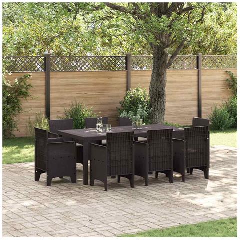 Set da Pranzo per Giardino 9 pcs Marrone Rattan Polt - Foto 2