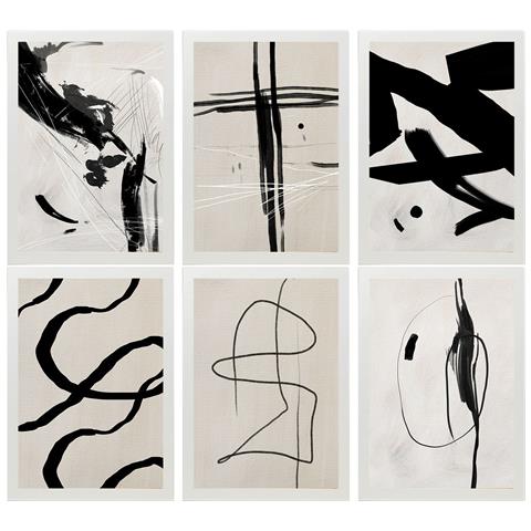 Set Di 6 Stampe Illustrazioni Artistiche Di Franz Kline Collezione Di Dipinti Decorativi Del Famoso Artista Cornice Bianca Astratta A3 Cornice Bianca - Foto 1