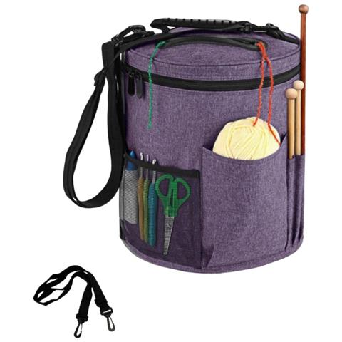 Borsa Porta Filati Artigianale Fai-da-te - Tote Portatile In Tessuto Oxford Per Lana Purple - Foto 1