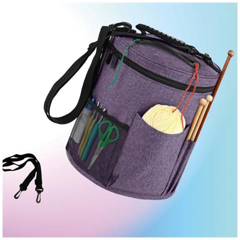 Borsa Porta Filati Artigianale Fai-da-te - Tote Portatile In Tessuto Oxford Per Lana Purple - Foto 3