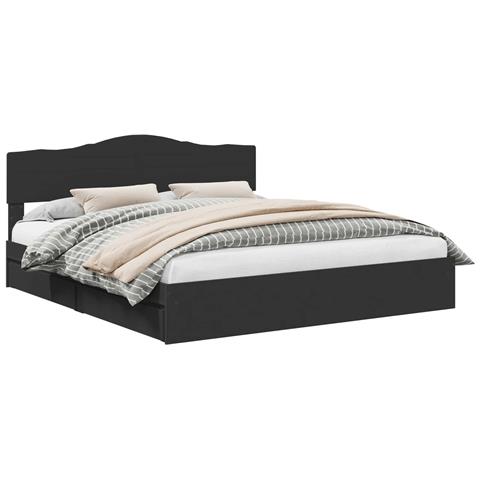 Letto con Contenitore Nero 200 x 200 cm Legno multistrato - Foto 1