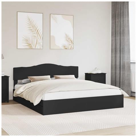 Letto con Contenitore Nero 200 x 200 cm Legno multistrato - Foto 2