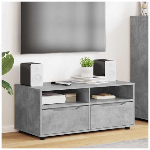Mobile TV Grigio cemento 100 x 48 x 43 cm Legno multistrato - Foto 2
