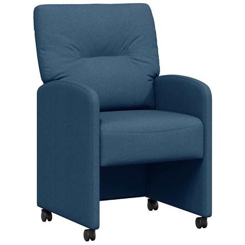 Sedie da Pranzo con Ruote 2 pcs Blu 57 x 67 x 95 cm Tessuto - Foto 1