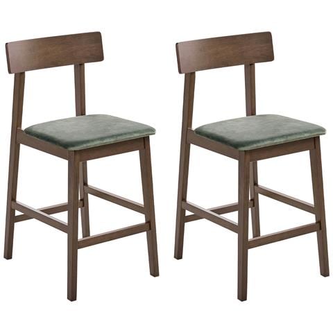 Set Di 2 Sedie Alte Isanti Legno Marrone Scuro /verde - Foto 2
